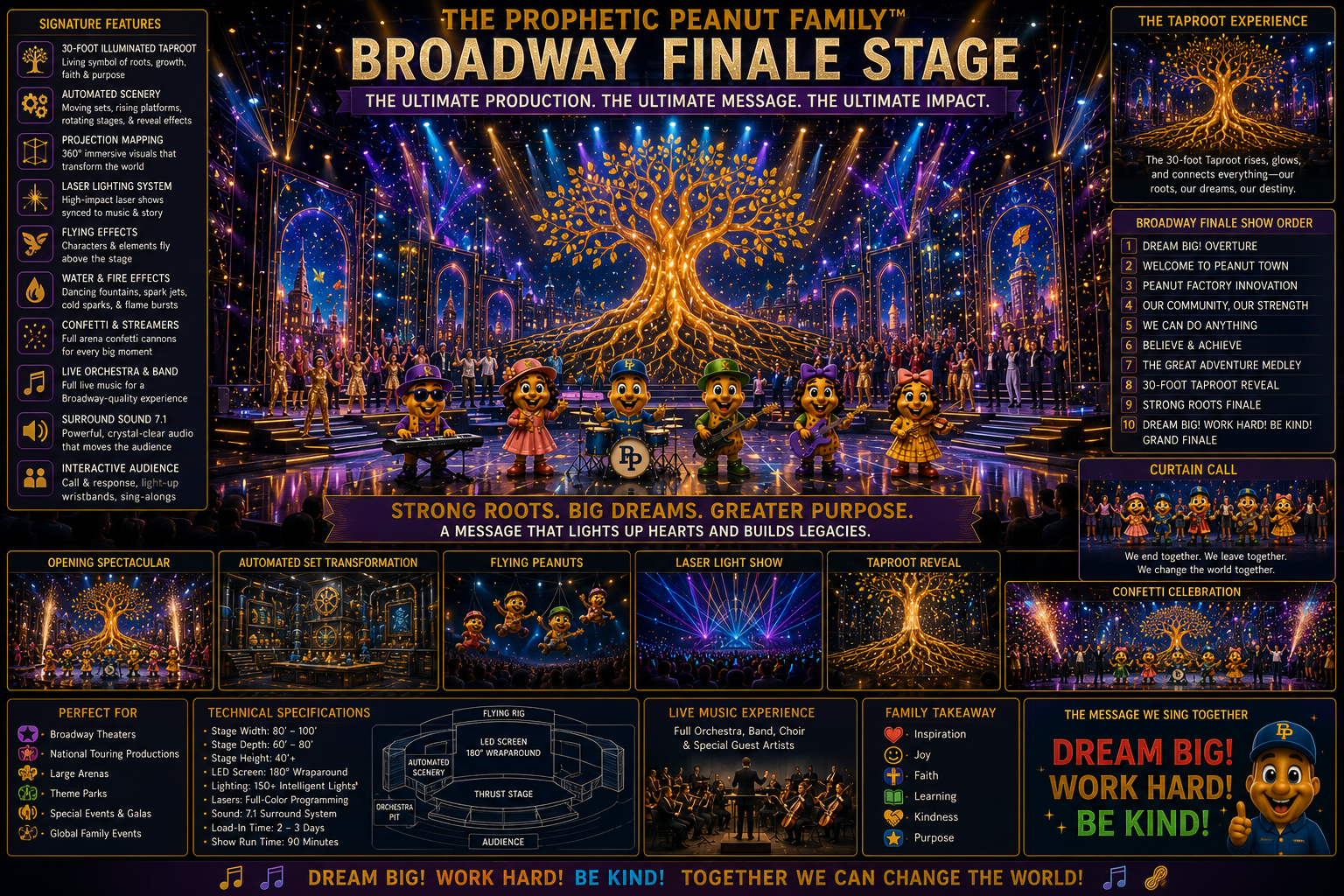 The Prophetic Peanut Family Broadway finale production concept